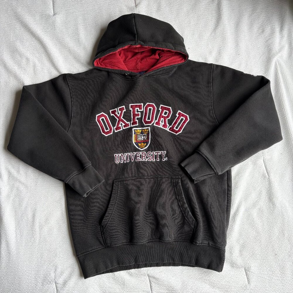 Oxford University Embroidered Lettering Black Sweatshirt Hoodie Mens Sz. Medium